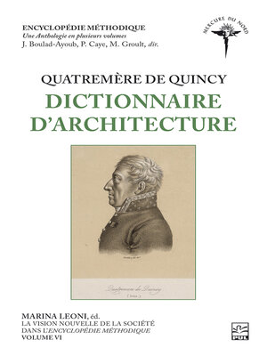 cover image of La vision nouvelle de la société dans l'Encyclopédie méthodique. Volume VI--Quatremère de Quincy